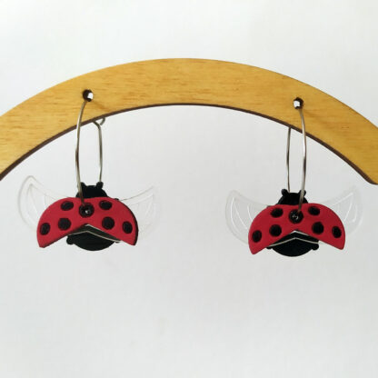 boucles d'oreilles coccinelles en vol