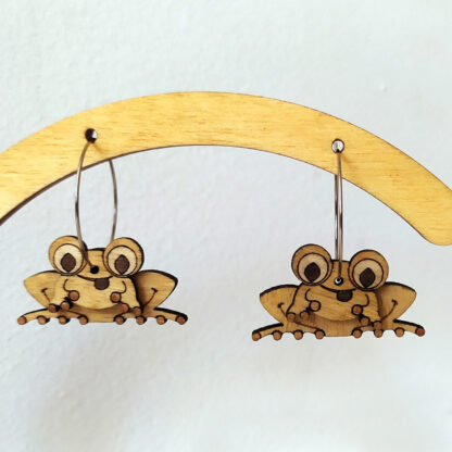 boucles d'oreilles grenouilles en bois